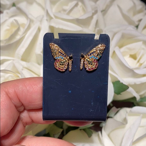 Jewelry - 18k gold plated AAA crystals butterfly earrings